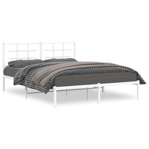 VidaXL Bedframe met hoofdbord metaal wit 150x200 cm