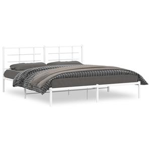 VidaXL Bedframe met hoofdbord metaal wit 180x200 cm