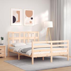 VidaXL Bedframe met hoofdbord massief hout 140x190 cm