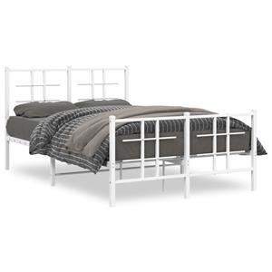 VidaXL Bedframe met hoofd- en voeteneinde metaal wit 120x200 cm