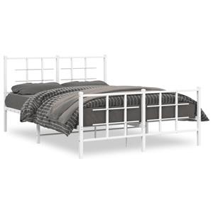 VidaXL Bedframe met hoofd- en voeteneinde metaal wit 135x190 cm