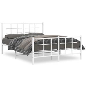 VidaXL Bedframe met hoofd- en voeteneinde metaal wit 140x200 cm