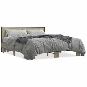 VidaXL Bedframe bewerkt hout metaal sonoma eikenkleurig 160x200 cm