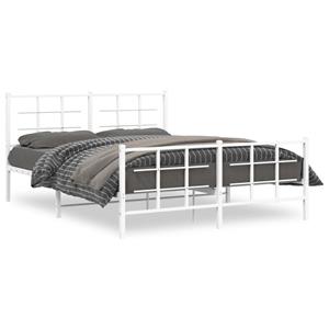 VidaXL Bedframe met hoofd- en voeteneinde metaal wit 150x200 cm