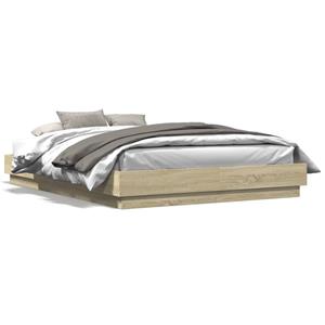 VidaXL Bedframe met LED-verlichting sonoma eikenkleurig 120x200 cm