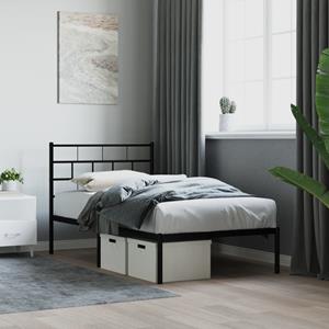 VidaXL Bedframe met hoofdbord metaal zwart 90x190 cm
