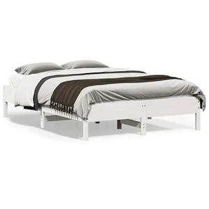 VidaXL Bedframe massief grenenhout wit 140x190 cm