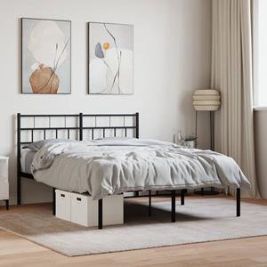 VidaXL Bedframe met hoofdbord metaal zwart 135x190 cm