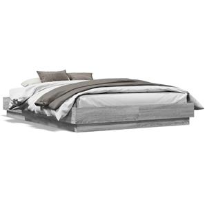 VidaXL Bedframe met LED-verlichting grijs sonoma eikenkleur 140x190 cm