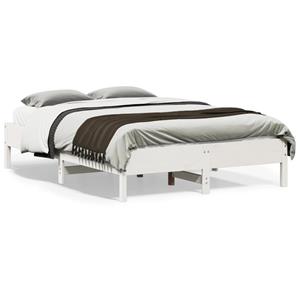 VidaXL Bedframe massief grenenhout wit 135x190 cm