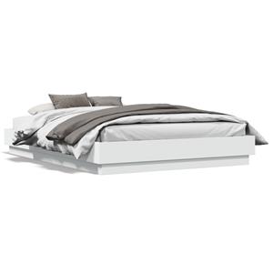 VidaXL Bedframe met LED-verlichting wit 135x190 cm