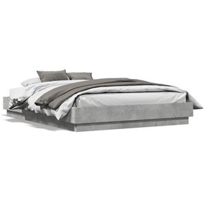 VidaXL Bedframe met LED-verlichting betongrijs 135x190 cm