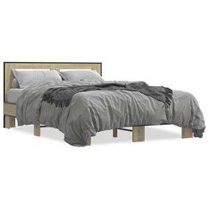 VidaXL Bedframe bewerkt hout metaal sonoma eikenkleurig 120x190 cm