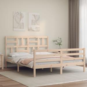 VidaXL Bedframe met hoofdbord massief hout 160x200 cm