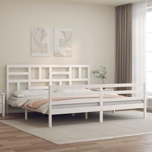 VidaXL Bedframe met hoofdbord massief hout wit 200x200 cm