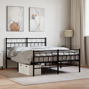 VidaXL Bedframe met hoofd- en voeteneinde metaal zwart 120x190 cm