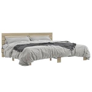 VidaXL Bedframe bewerkt hout metaal sonoma eikenkleurig 180x200 cm