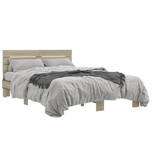 VidaXL Bedframe bewerkt hout metaal sonoma eikenkleurig 120x190 cm