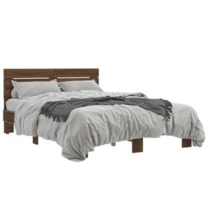 VidaXL Bedframe bewerkt hout metaal bruin eikenkleur 140x190 cm