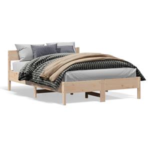 VidaXL Bedframe met hoofdbord massief grenenhout wit 140x200 cm