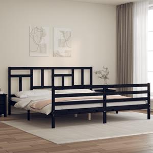 VidaXL Bedframe met hoofdbord massief hout zwart 200x200 cm