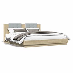 VidaXL Bedframe met hoofdeinde bewerkt hout sonoma eiken 200x200 cm