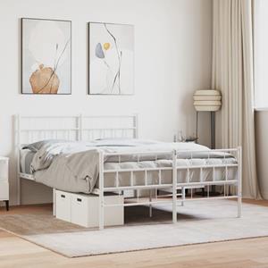 VidaXL Bedframe met hoofd- en voeteneinde metaal wit 120x200 cm