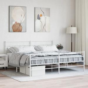 VidaXL Bedframe met hoofd- en voeteneinde metaal wit 180x200 cm