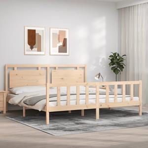 VidaXL Bedframe met hoofdbord massief hout 180x200 cm