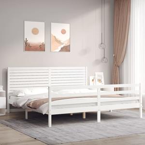 VidaXL Bedframe met hoofdbord massief hout wit 200x200 cm