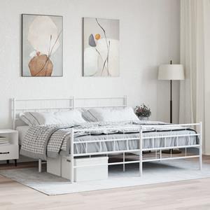 VidaXL Bedframe met hoofd- en voeteneinde metaal wit 200x200 cm