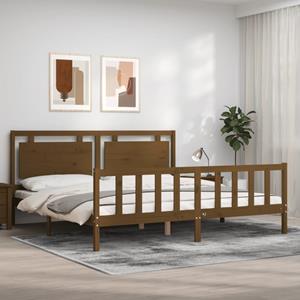 VidaXL Bedframe met hoofdbord massief hout honingbruin 200x200 cm