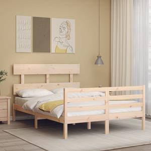 VidaXL Bedframe met hoofdbord massief hout 140x190 cm