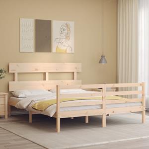 VidaXL Bedframe met hoofdbord massief hout 160x200 cm