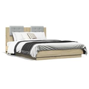 VidaXL Bedframe met hoofdeinde bewerkt hout sonoma eiken 140x190 cm