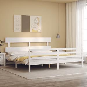 VidaXL Bedframe met hoofdbord massief hout wit 200x200 cm