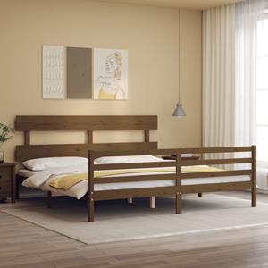 VidaXL Bedframe met hoofdbord massief hout honingbruin 200x200 cm