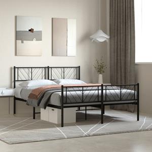 VidaXL Bedframe met hoofd- en voeteneinde metaal zwart 120x190 cm