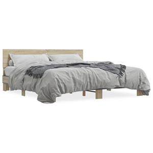 VidaXL Bedframe bewerkt hout metaal sonoma eikenkleurig 180x200 cm