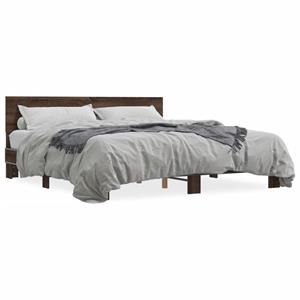 VidaXL Bedframe bewerkt hout metaal bruin eikenkleur 180x200 cm