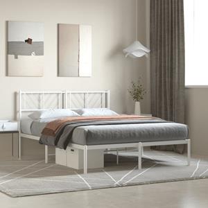 VidaXL Bedframe met hoofdbord metaal wit 135x190 cm