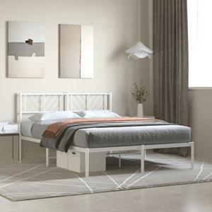 VidaXL Bedframe met hoofdbord metaal wit 140x190 cm