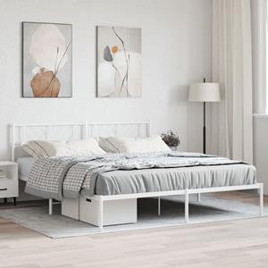 VidaXL Bedframe met hoofdbord metaal wit 200x200 cm