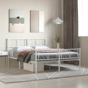 VidaXL Bedframe met hoofd- en voeteneinde metaal wit 140x190 cm