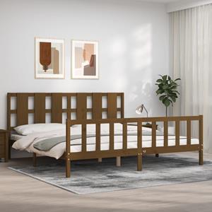 VidaXL Bedframe met hoofdbord massief hout honingbruin 200x200 cm