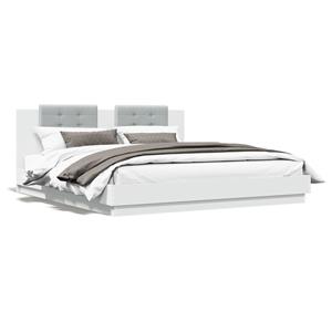 VidaXL Bedframe met hoofdeinde en LED-verlichting wit 200x200 cm