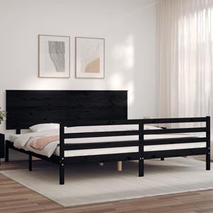 VidaXL Bedframe met hoofdbord massief hout zwart 200x200 cm