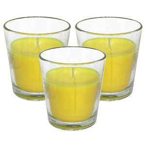 Gerimport Citronella kaars in potje - 3x - glas - 10 branduren - D7 x H7 cm -