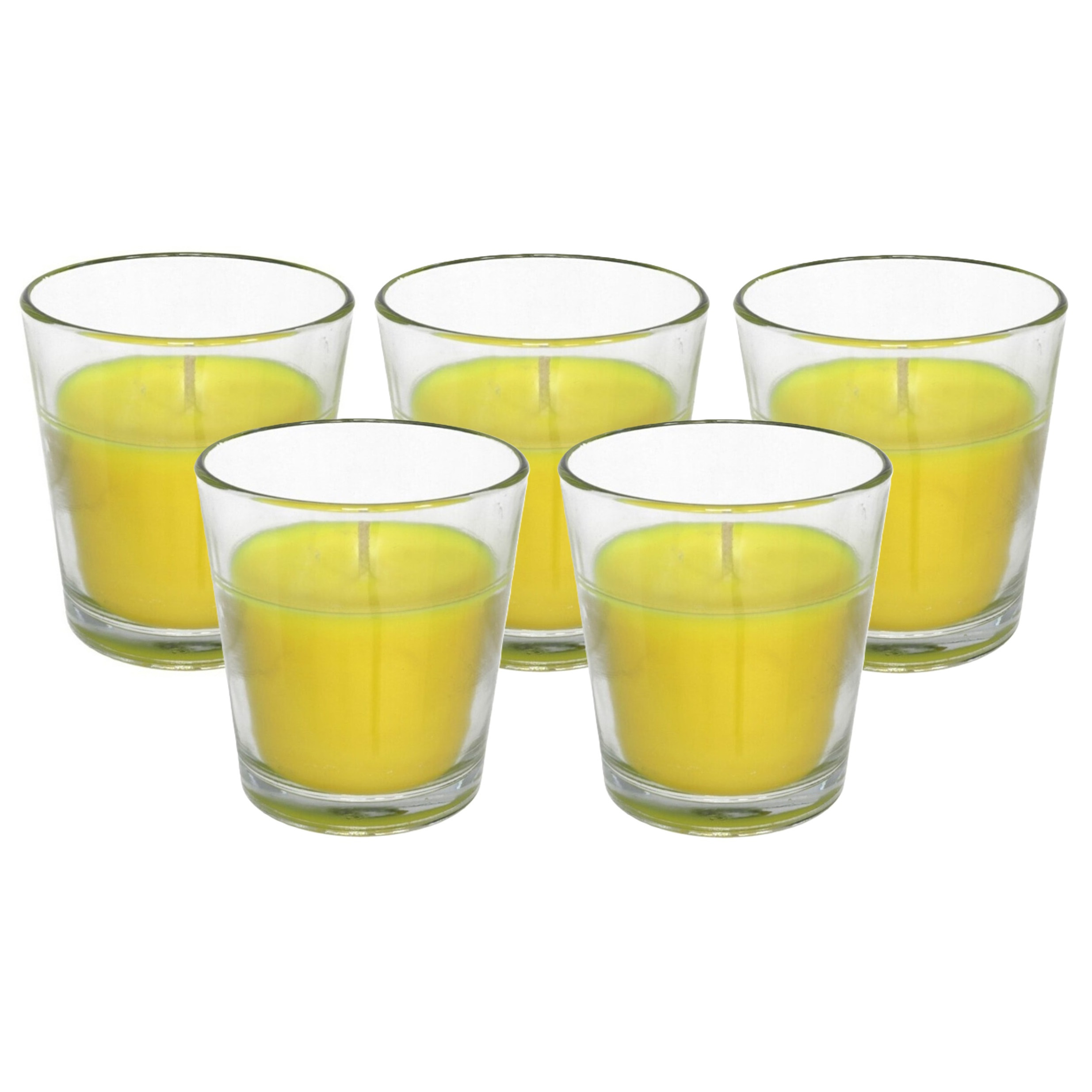 Gerimport Citronella kaars in potje - 5x - glas - 10 branduren - D7 x H7 cm -