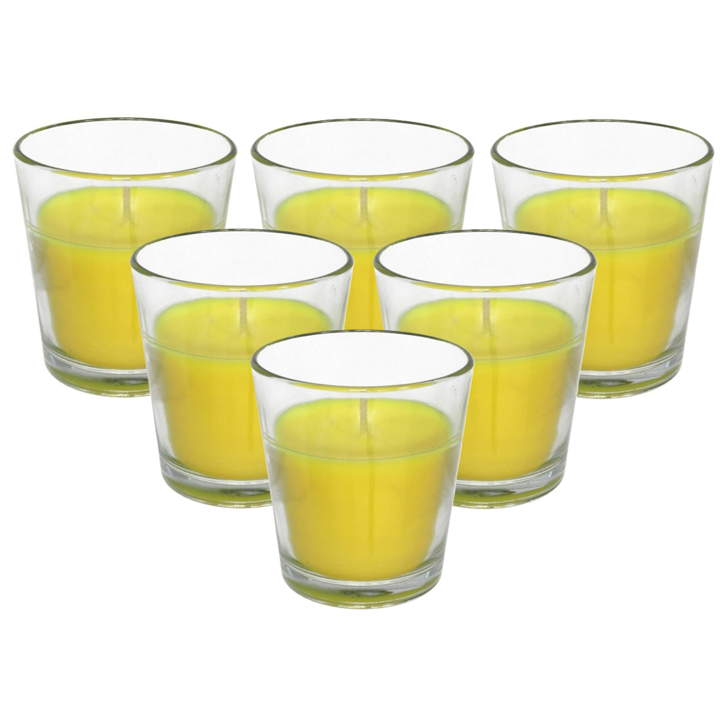 Gerimport Citronella kaars in potje - 6x - glas - 10 branduren - D7 x H7 cm -